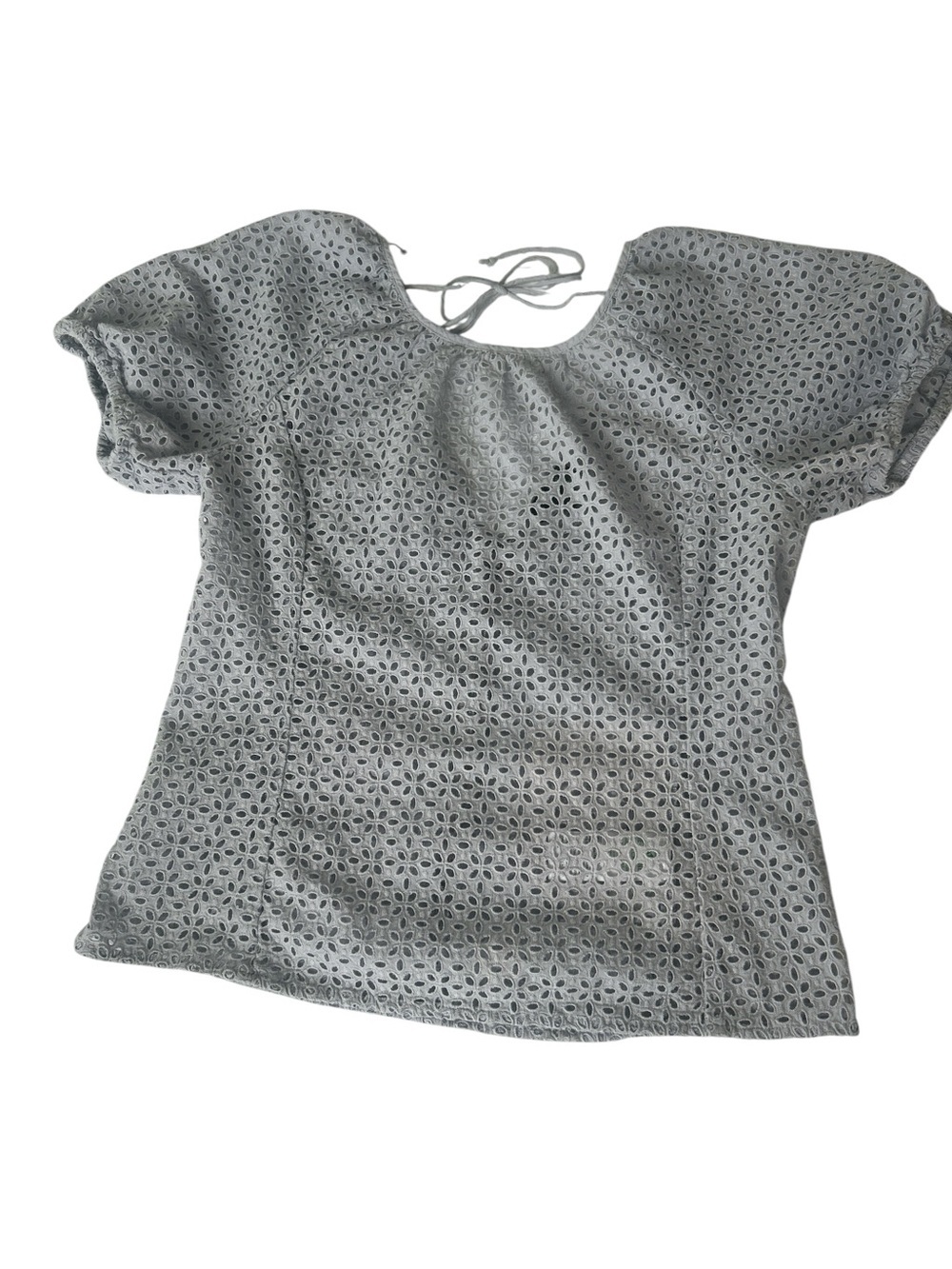 J. Crew Lavender V-Back Eyelet Short-Sleeve Blouse - Picture 4 of 7